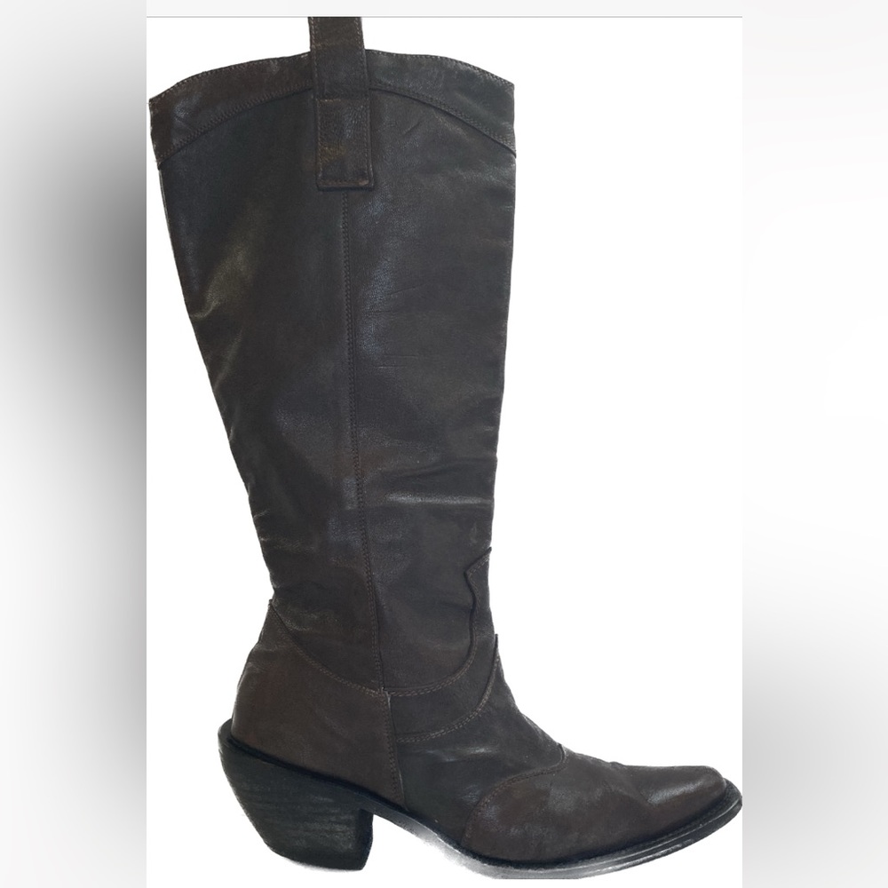 NineWest “Counting” Brown Leather Vintage Cowboy Boot